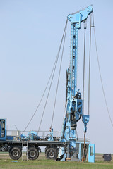 Fototapeta premium oil exploration mobile drilling rig vehicle