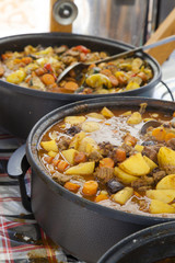 Stir Traditional stew,  farm-style