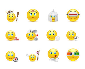 Fototapeta premium vector set of smiles in the games category