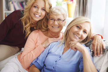 Portrait of lovely family women in living room