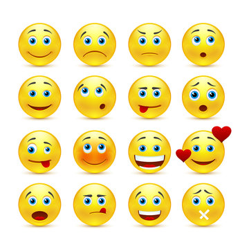 Collection of vector smilies with different emotions