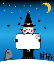 Halloween poster with funny witch