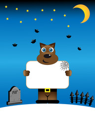 Halloween poster with funny werewolf