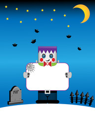 Halloween poster with funny frankenstein