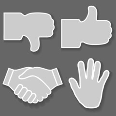 Icon hand. Signs with his hands, good, bad, stop, handshake