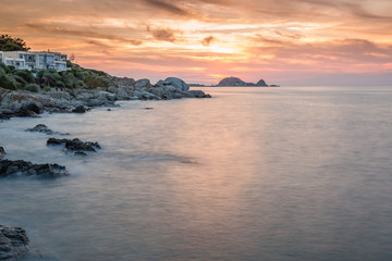 Fototapeta na wymiar Sunset over Ile Rousse in Corsica
