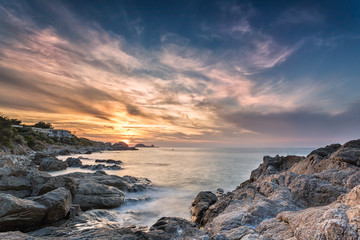 Sunset over Ile Rousse in Corsica