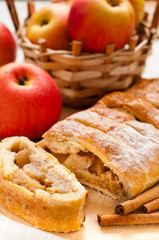 slice of an apple strudel on the table