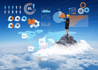 Composite image of smiling architect with hard hat