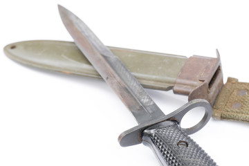 Bayonet with scabbard isolated.