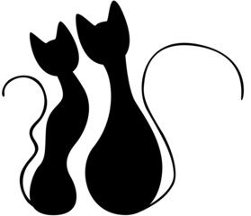 chats amoureux silhouette