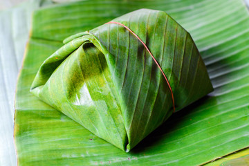 wrapped banana leaves dessert