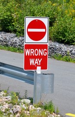 Wrong way signboard