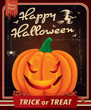Vintage Halloween poster design with pumkin head
