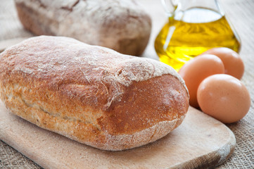 Homemade bread ciabatta on the table