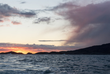 Naklejka na ściany i meble Sunset at arctic coast