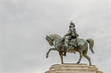 Fototapeta na wymiar equestrian statue of National Monument to Victor Emmanuel II
