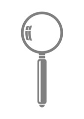 Grey magnifier icon on white background