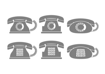 Grey telephone icons on white background