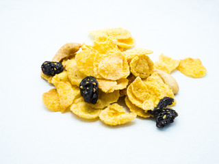 Cornflake, raisins and cashew mix