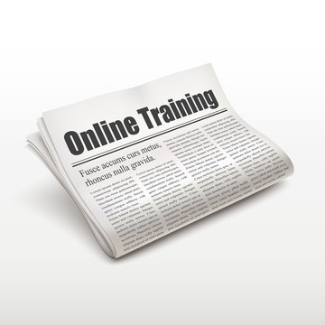 online training words on newspaper