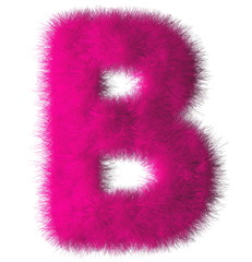 Pink shag B letter isolated on white background