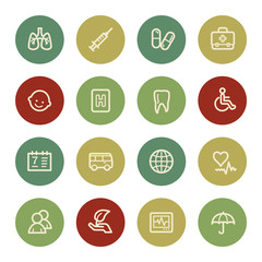 Medicine web icon set 1, vintage color