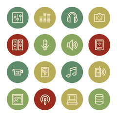 Media web icons, vintage color