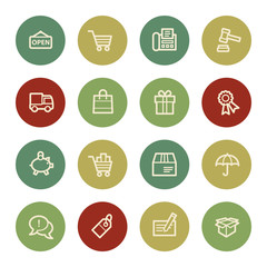 Shopping web icons, vintage color