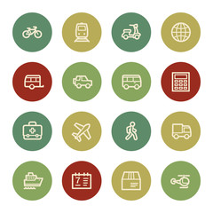 Transport web icons, vintage color