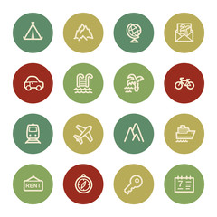 Travel web icon set 1, vintage color