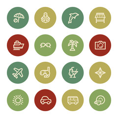 Vacation web icon set 1, vintage color