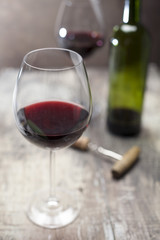 Wine glass and bottle