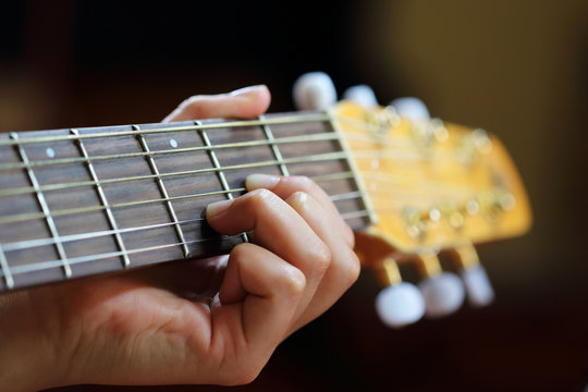 Playing guitar