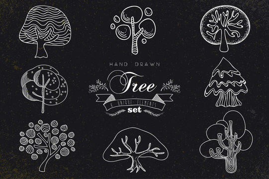 Custom hand made tree icons set