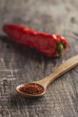 Wooden spoons with chili pepper