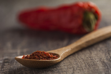 Wooden spoons with chili pepper