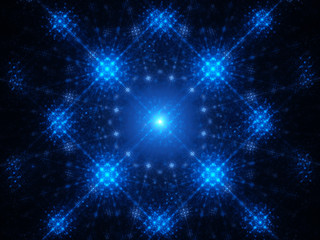 Fototapeta premium Abstract blue glowing snowflake