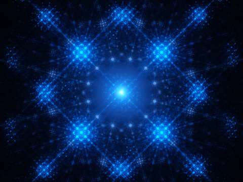 Abstract blue glowing snowflake