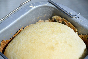Homemade bread in the bread maker.