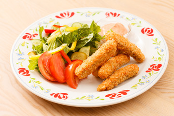 fish fingers with vegetables