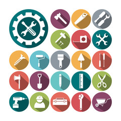 Flat icons Building and tools vector collection.