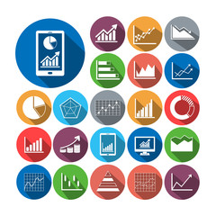 Fototapeta premium Flat icons business graph vector collection.
