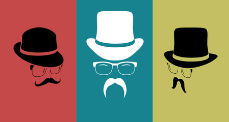 Vintage design elements set (hats, eyeglasses, moustaches)