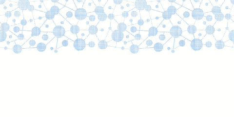 Blue molecules testile texture horizontal seamless pattern