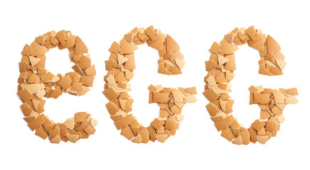 Letters made from eggshell