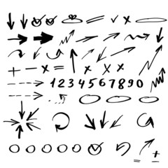 Set of hand drawn arrows