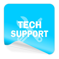 technical support blue sticker icon