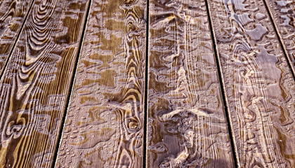 Abstract raindrops pattern on wooden board. Background.