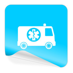 ambulance blue sticker icon